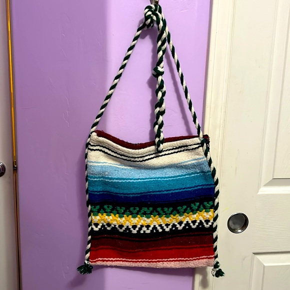 Roco Indian Blanket Crossbody Tote Made in Mexico - Picture 1 of 4